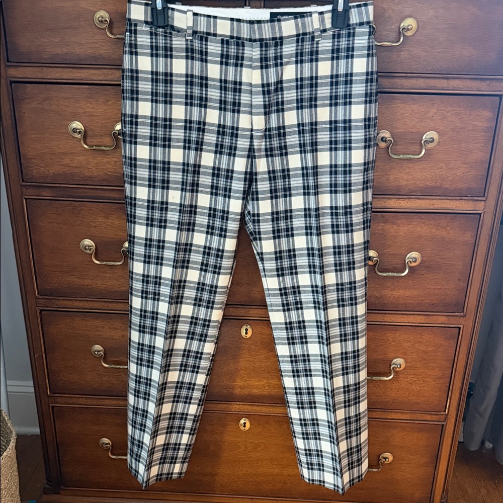 Club Monaco Men's Plaid Pants - Black and Cream